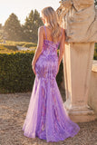 Lilac Sparkly Sequins Mermaid Sequins Spaghetti Straps Long Prom Dress