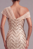 Sparkly Sequins Gold Mermaid One Shoulder Maxi Formal Dress