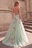 Sparkly Light Green Ball Gown Strapless Floral Long Prom Dress with Sequins