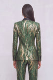 Green Jacquard 2 Piece Shawl Lapel Business Suits with Sleeves