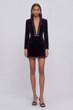 Black Velvet V-Neck Short Pageant Interview Dress with Sleeves