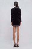 Black Velvet V-Neck Short Pageant Interview Dress with Sleeves