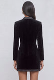 Black Velvet V-Neck Short Pageant Interview Dress with Sleeves