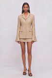 Sparkly Sequins Khaki 2 Piece Notched Lapel Single Breasted Short Business Suits with Sleeves