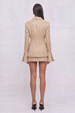 Sparkly Sequins Khaki 2 Piece Notched Lapel Single Breasted Short Business Suits with Sleeves