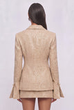 Sparkly Sequins Khaki 2 Piece Notched Lapel Single Breasted Short Business Suits with Sleeves