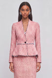 Pink 2 Piece V-Neck Tweed Pageant Interview Dress with Sleeves