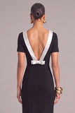 Black Sheath High Neck Midi Formal Dress with Sleeves