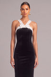 Black Sheath Thick Straps Long Formal Dress with Bow