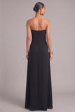 Black A-Line One Shoulder Long Formal Dress with Slit