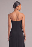 Black A-Line One Shoulder Long Formal Dress with Slit