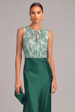 Sparkly Dark Green Mermaid Round Neck Sequins Long Formal Dress
