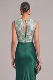 Sparkly Dark Green Mermaid Round Neck Sequins Long Formal Dress