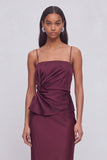 Dark Red Mermaid Spaghetti Straps Ruched Maxi Formal Dress