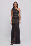 Black Mermiad One Shoulder Ruched Maxi Formal Dress