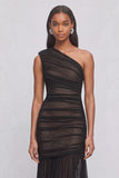 Black Mermiad One Shoulder Ruched Maxi Formal Dress