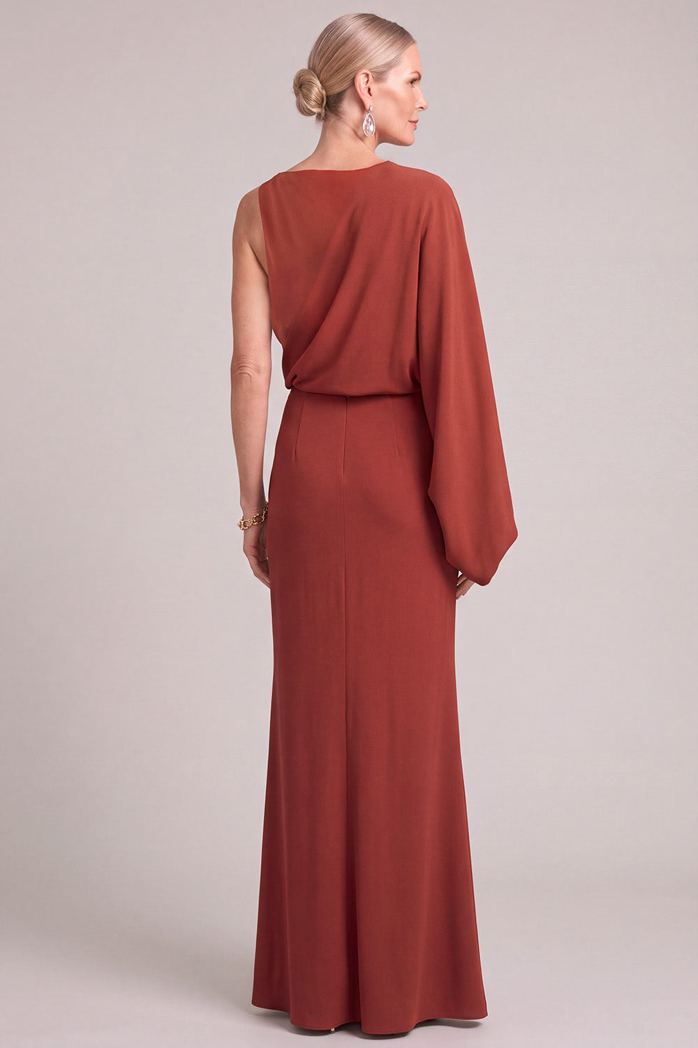 Leely Women Rust Long Mother of the Bride Dress Mermaid One Shoulder ...
