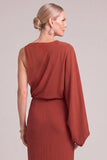 Rust Mermaid One Shoulder Long Mother of the Bride Dress