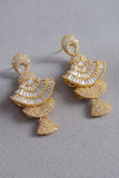 4-Tier Champagne Luxury Fan Shaped CZ Dangle Earrings