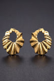 Gold Wavy Ripple Textured Modernist Open Hoop Earrings