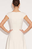 White Boat Neck A Line Simple Long Engagement Dress