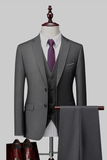 Dark Grey 2 Piece Notch Lapel Single Breasted Men's Prom Suits