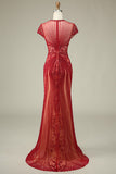 Glitter Silver Mermaid Beaded Long Prom Dress With Embroidery