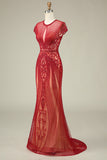 Glitter Silver Mermaid Beaded Long Prom Dress With Embroidery