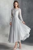 Chiffon A-Line Light Grey Applique Mother of the Bride Dress
