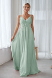 Vintage Mauve Chiffon Adjustable Straps Backless Long Bridesmaid Dress