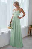 Dark Navy Chiffon Long Bridesmaid Dress