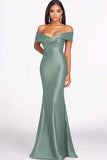 Red Off the Shoulder Mermaid Maxi Formal Dress