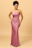 Grey Blue Satin Mermaid Bridesmaid Dress