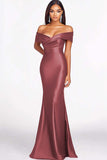 Red Off the Shoulder Mermaid Maxi Formal Dress