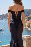 Black Off the Shoulder Mermaid Long Prom Dress