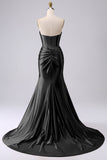 Gold Sparkly Mermaid Corset Prom Dress with Slit