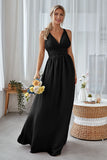 Wisteria A Line Backless Chiffon Long Bridesmaid Dress
