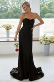 Dark Navy Sweetheart Mermaid Long Bridesmaid Dress