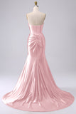 Gold Sparkly Mermaid Corset Prom Dress with Slit