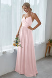 Dark Navy Chiffon Long Bridesmaid Dress