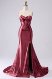 Gold Sparkly Mermaid Corset Prom Dress with Slit