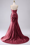 Gold Sparkly Mermaid Corset Prom Dress with Slit
