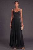 Orange and Fuchsia A Line Pleated Long Formal Dress