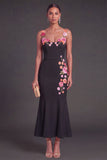 Floral Light Yellow Mermaid Thick Straps Long Wedding Guest Dress
