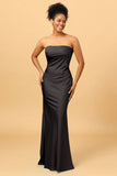 Grey Blue Satin Mermaid Bridesmaid Dress
