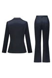 Grey Pink Satin Notched Lapel Women Suits with Long Sleeves