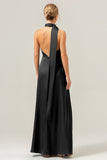 Burgundy Sheath V-Neck Satin Bridesmaid Guest Dress with Slit