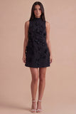 A Line Hot Pink Floral Appliqued Short Cocktail Dress