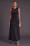 Hot Pink Floral Boat Neck A Line Long Wedding Guest Dress