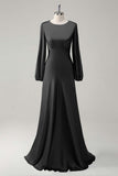 Sage Long Sleeves Satin A-Line Bridesmaid Dress
